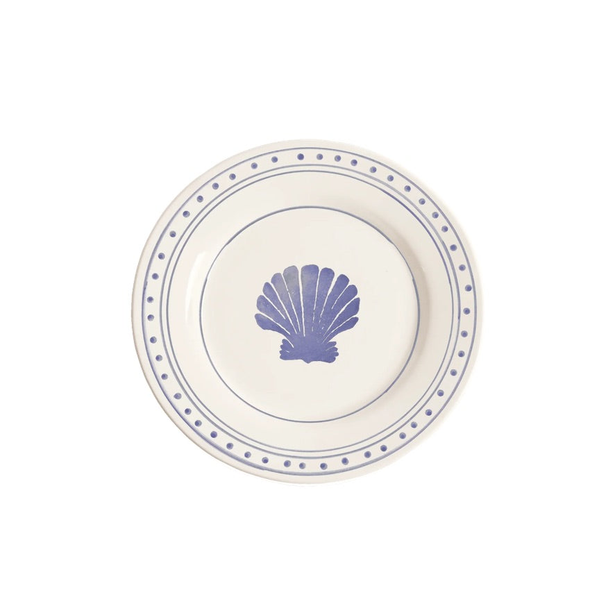 Vacker tallrik med blått krabbmotiv